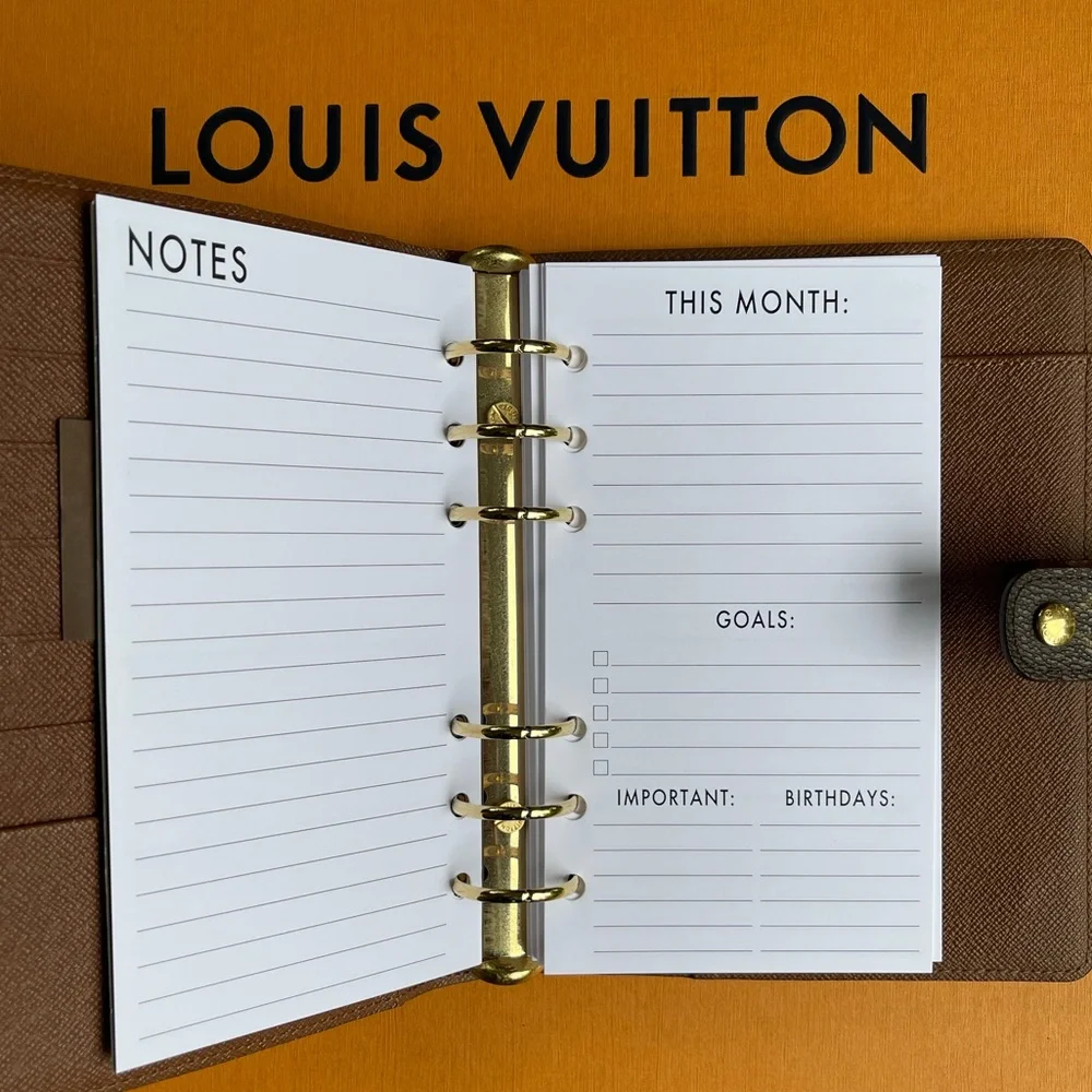 2026 or 2027  Fits Louis Vuitton Agenda Monthly Tabbed Insert Refill Calendars
